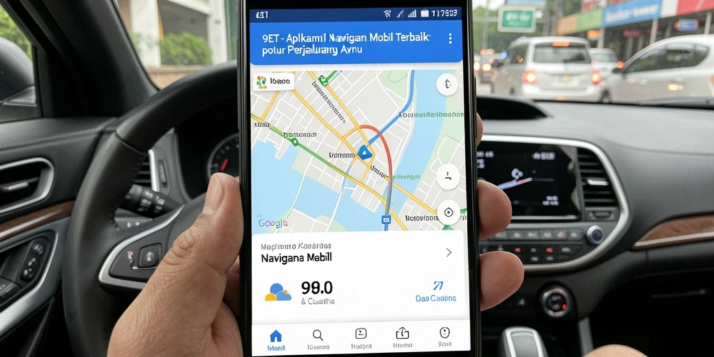 Antarmuka 9ET menunjukkan navigasi rute yang jelas dan informasi jalan terkini.