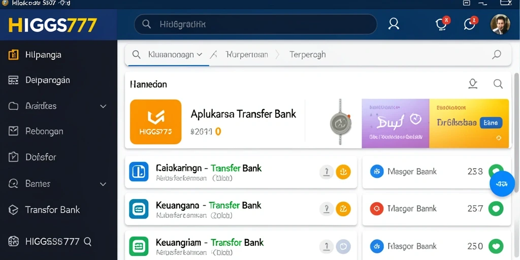 Tampilan antarmuka HIGGS777 yang ramah pengguna untuk transaksi transfer bank.