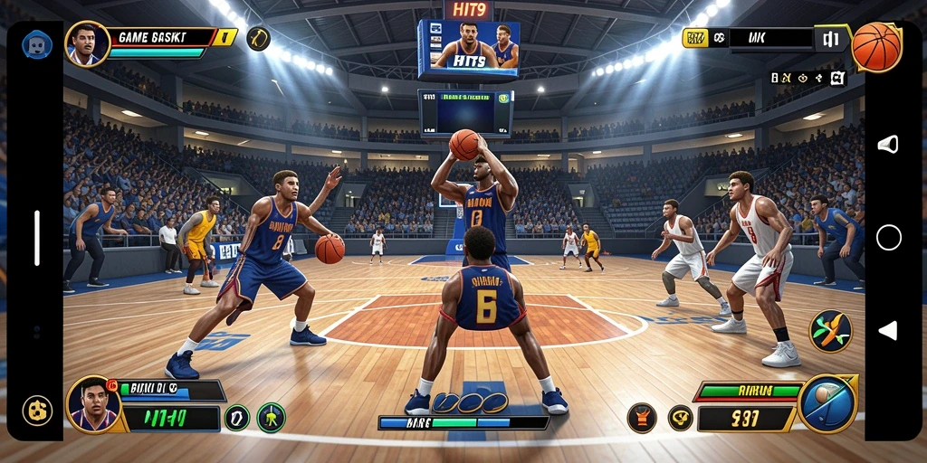 Tampilan antarmuka HIT9 dengan aksi Basket yang seru.