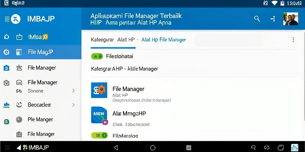 Antarmuka utama IMBAJP menampilkan folder dan file yang terorganisir.