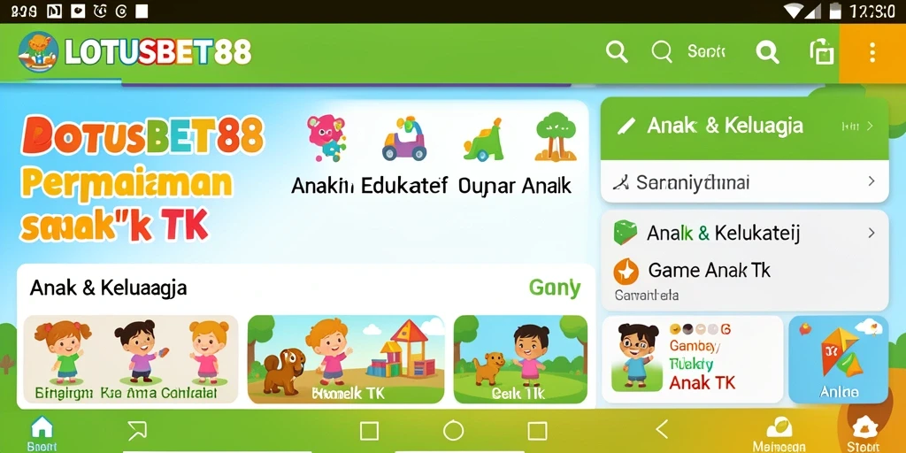 Tampilan antarmuka permainan yang menarik untuk anak-anak.