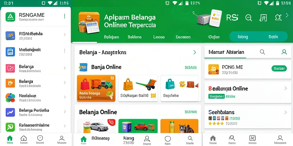 Tampilan antarmuka aplikasi RSNGAME untuk belanja online.