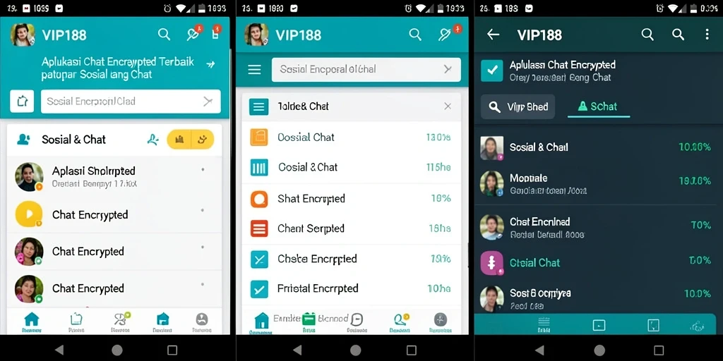 Tampilan antarmuka aplikasi VIP188 untuk Chat Encrypted yang modern dan aman.